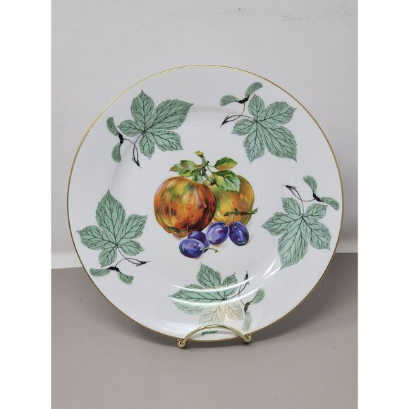 Vintage Dinner Plate Hand Painted Fruit & Olives Surrounded By‎ Leaves - Picture 1 of 8